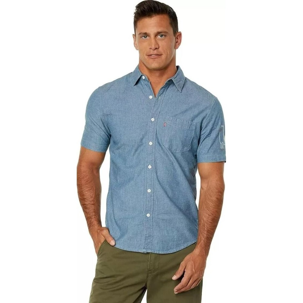 Levi's Jean Shirt Adult Small S Llama Blue Pocket 866270147 Standard $54 Mens